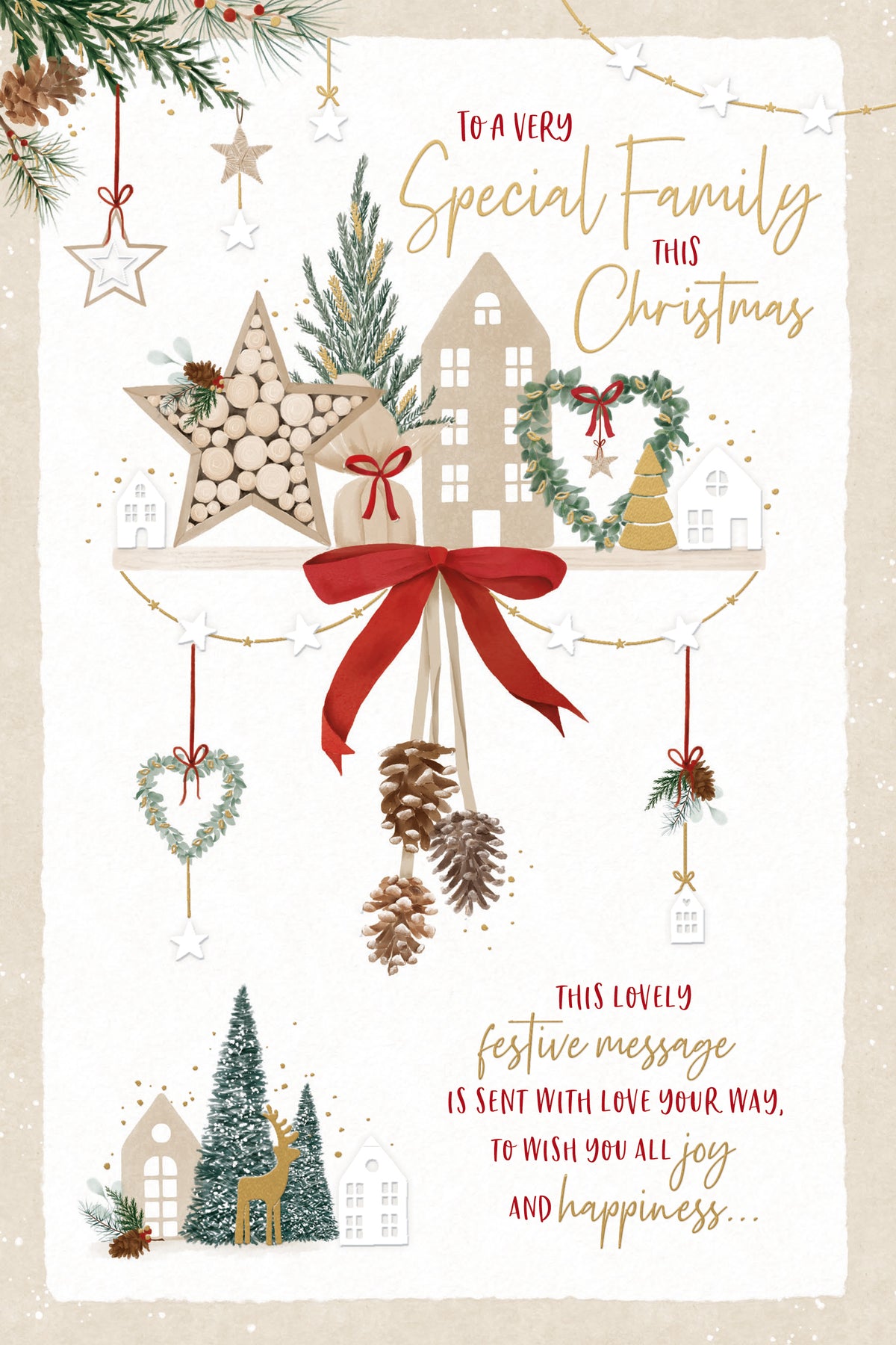 Special Family Christmas Card Festive Decs On Shelf