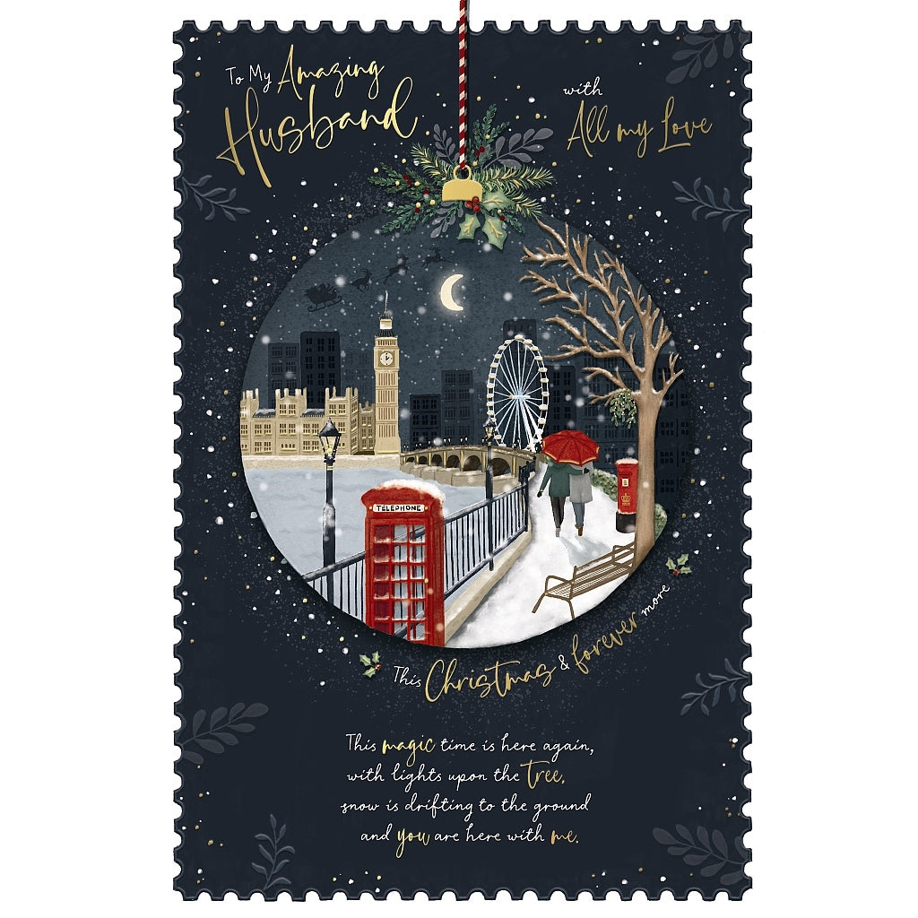 Husband Christmas Card - London Eye In Snow
