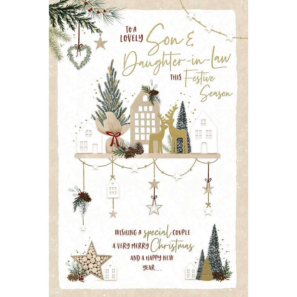 Son And Daughter-In-Law Christmas Card - Festive Shelf