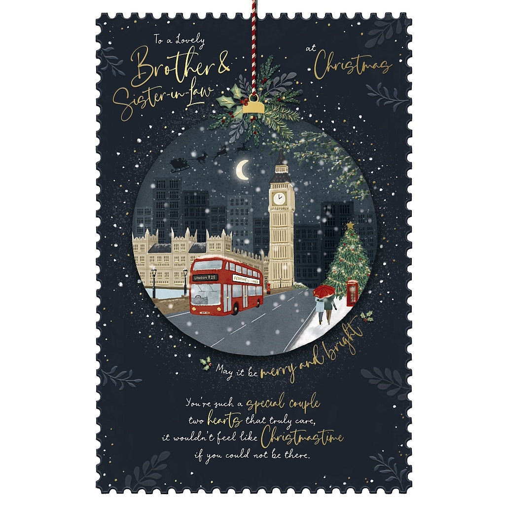 Brother And Sister-In-Law Christmas Card Big Ben In Snow