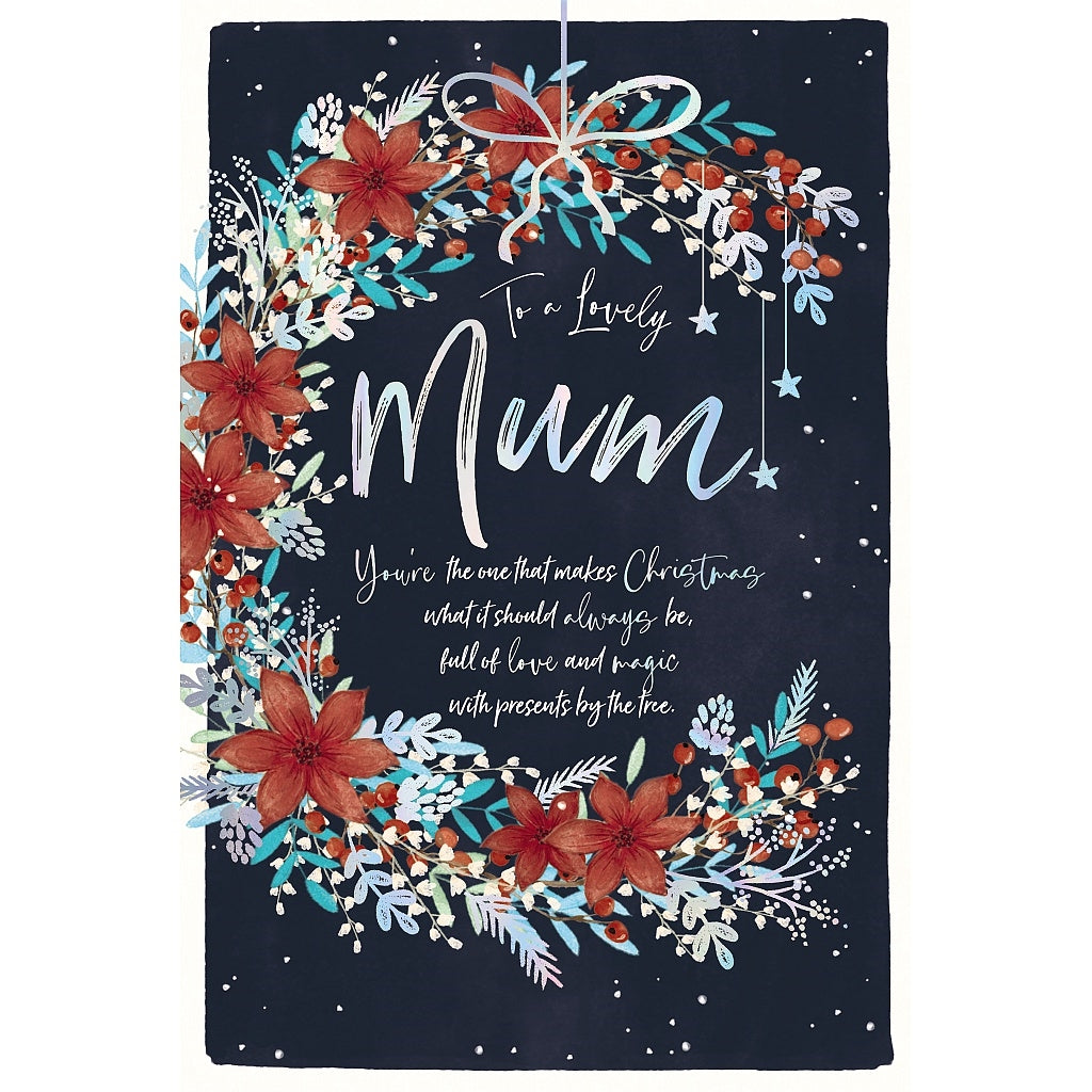 Mum Christmas Card Poinsettias With Foliage