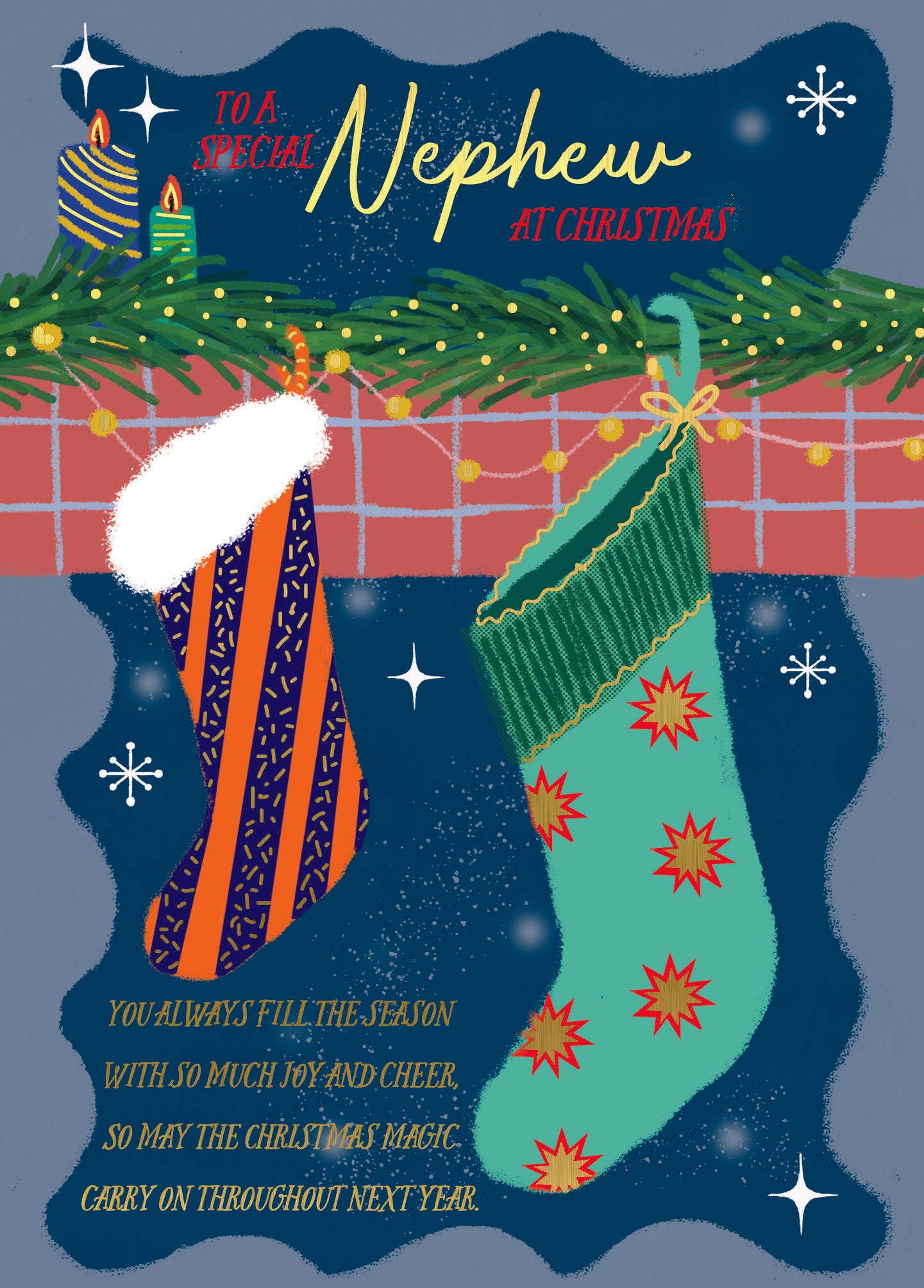 Nephew Christmas Card - Stockings