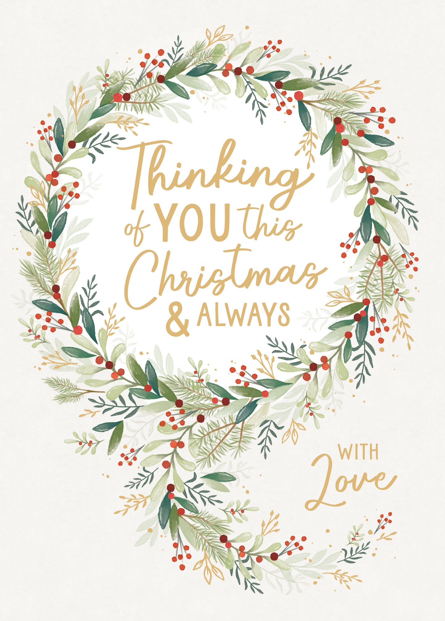 Thinking Of You Christmas Card - Wreath
