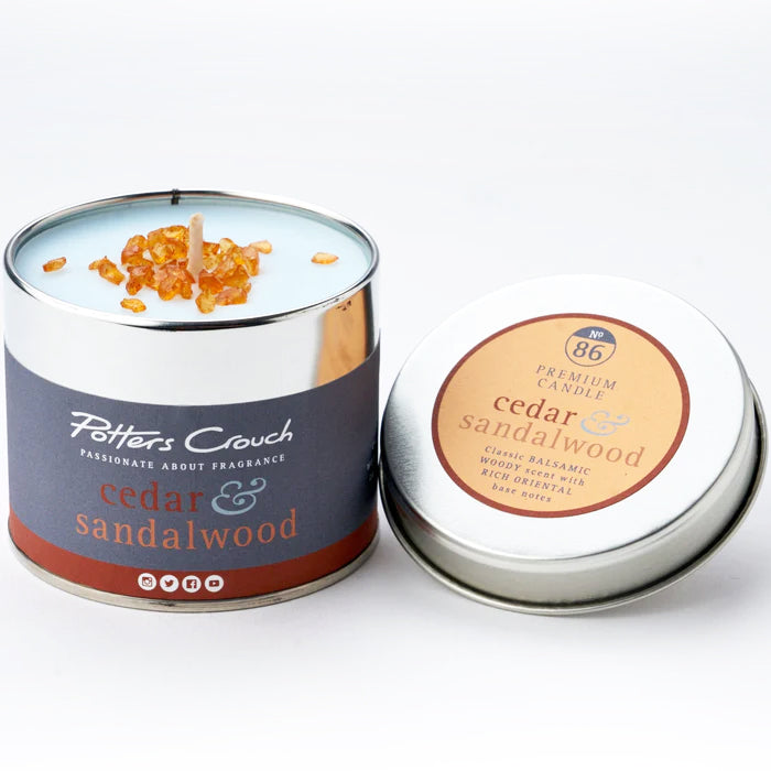 Cedar & Sandalwood - Scented Candle in a Tin - Potters Crouch
