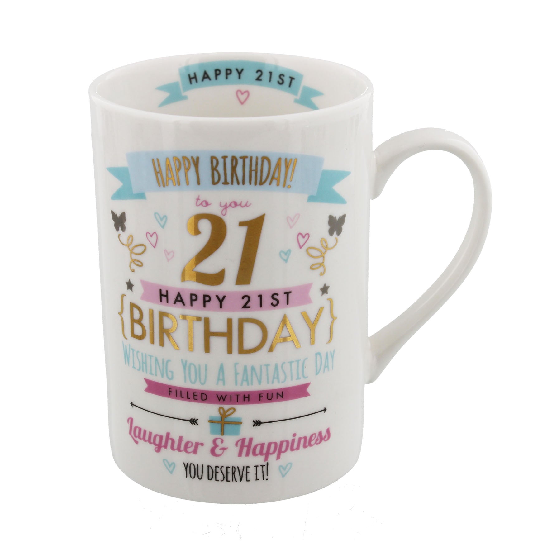 21st Birthday Mug - Signography Pink & Gold Design