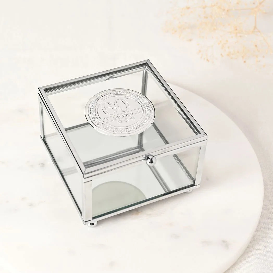 Milestones Glass Trinket Box with Metal Badge 15cm - 60