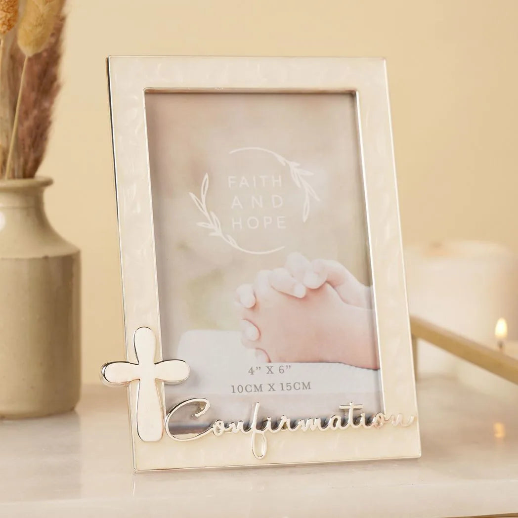 Faith & Hope Enamel Frame & Cross - Confirmation