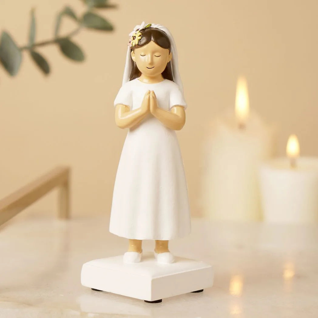 Faith & Hope Figurine - Communion Girl - Dark Brown Hair