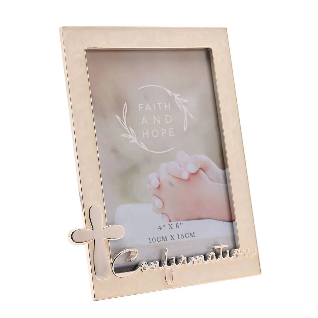 Faith & Hope Enamel Frame & Cross - Confirmation