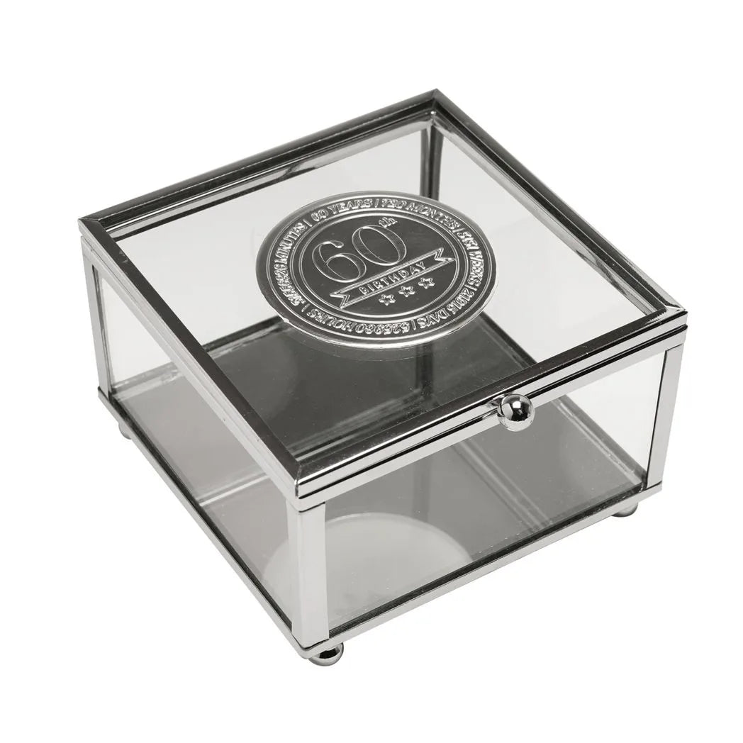Milestones Glass Trinket Box with Metal Badge 15cm - 60