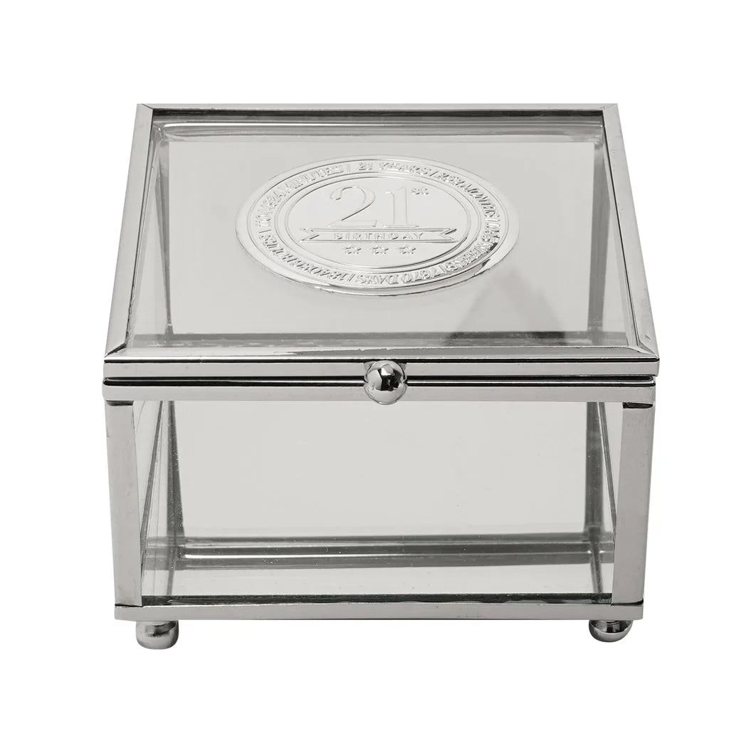 Milestones Glass Trinket Box with Metal Badge 15cm - 21