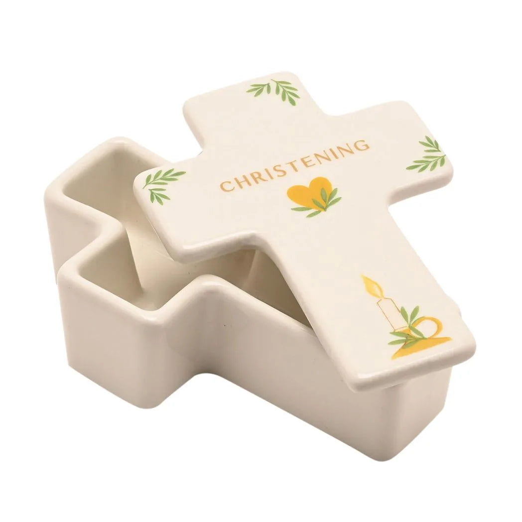 Faith & Hope Cross Trinket Box - Christening