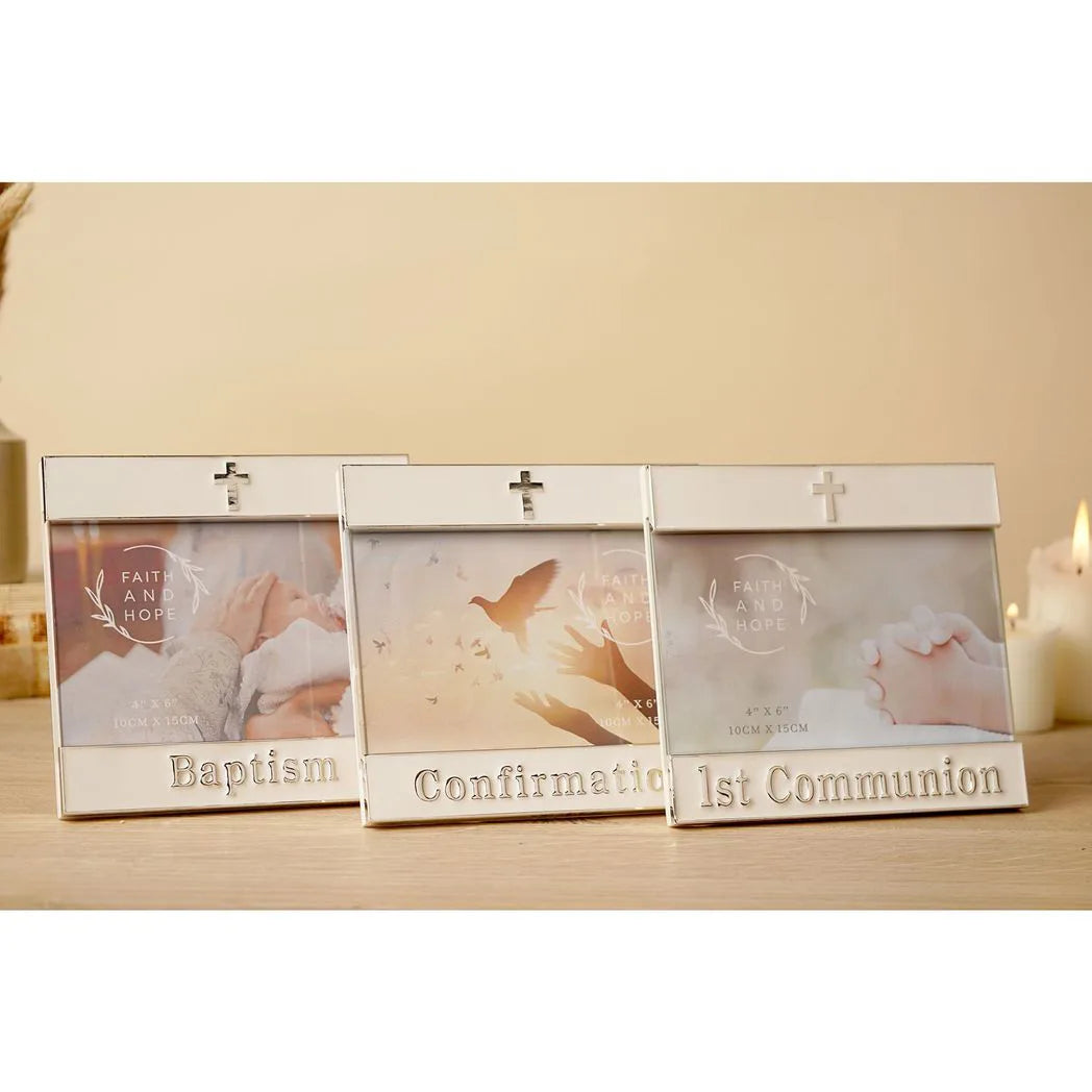 Faith & Hope Enamel & Silver Frame - 1st Communion