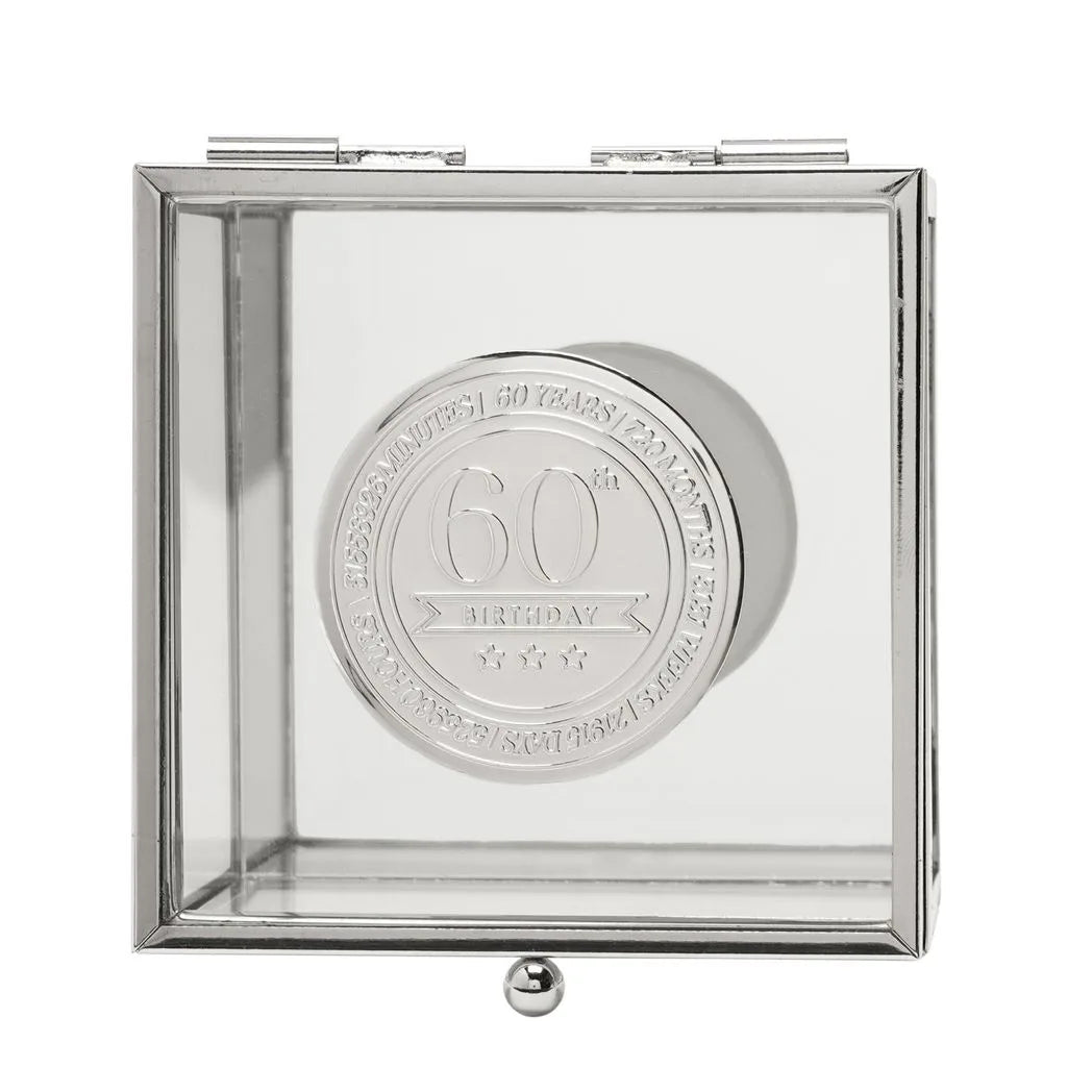Milestones Glass Trinket Box with Metal Badge 15cm - 60