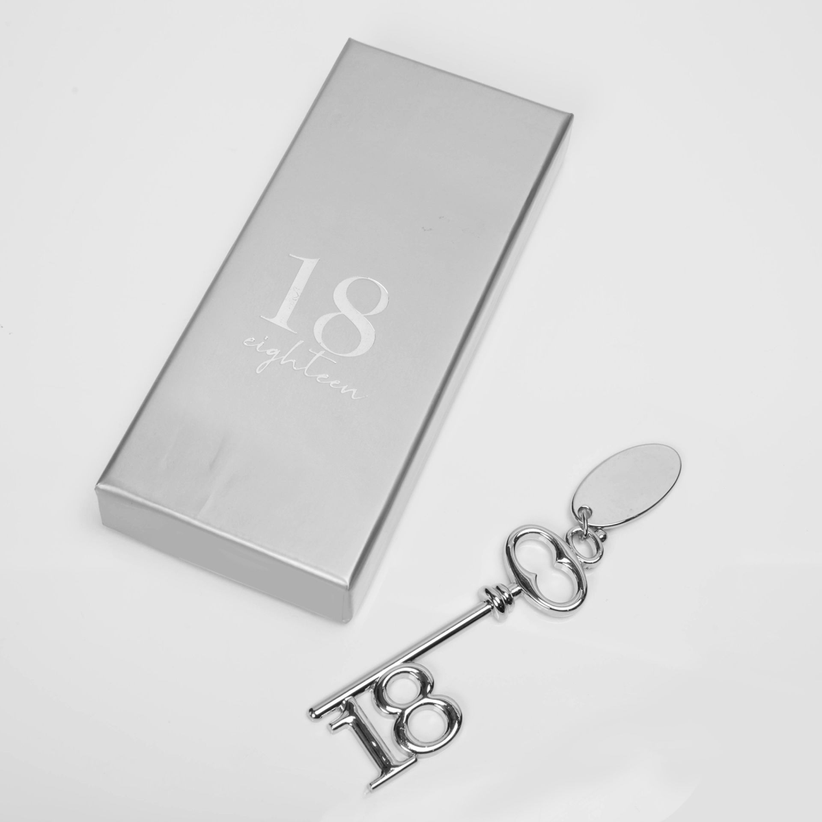 Milestones Silver Plated Birthday Key & Engraving Tag - 18