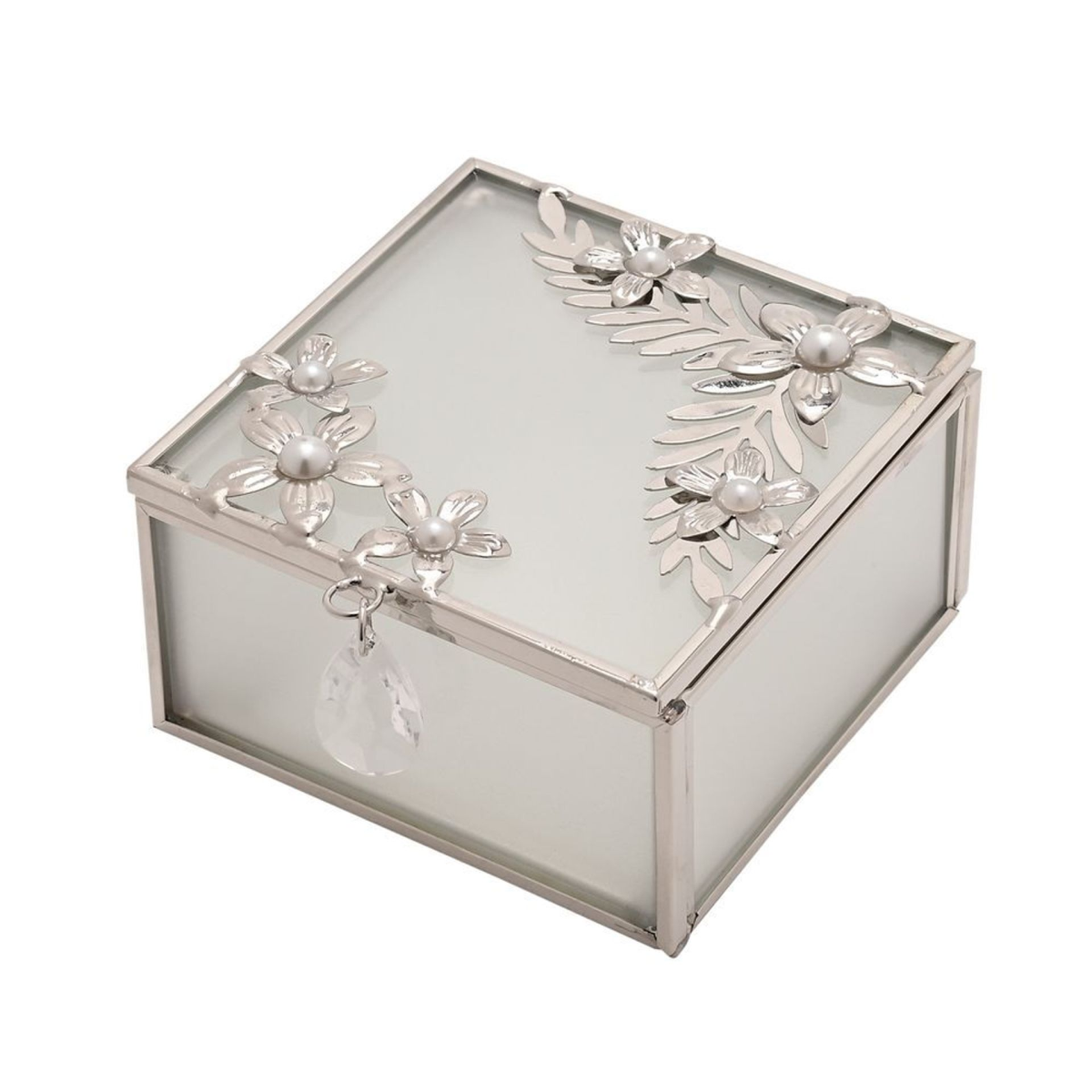 Sophia Classic Silver Daisy Square Trinket Box