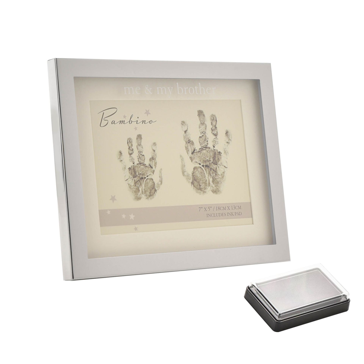 Bambino Silver col. Hand Print Frame Me & My Brother 7"x5"