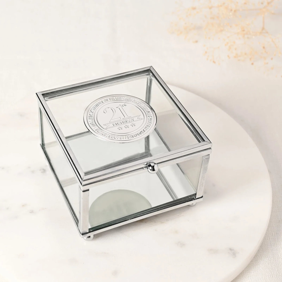 Milestones Glass Trinket Box with Metal Badge 15cm - 21