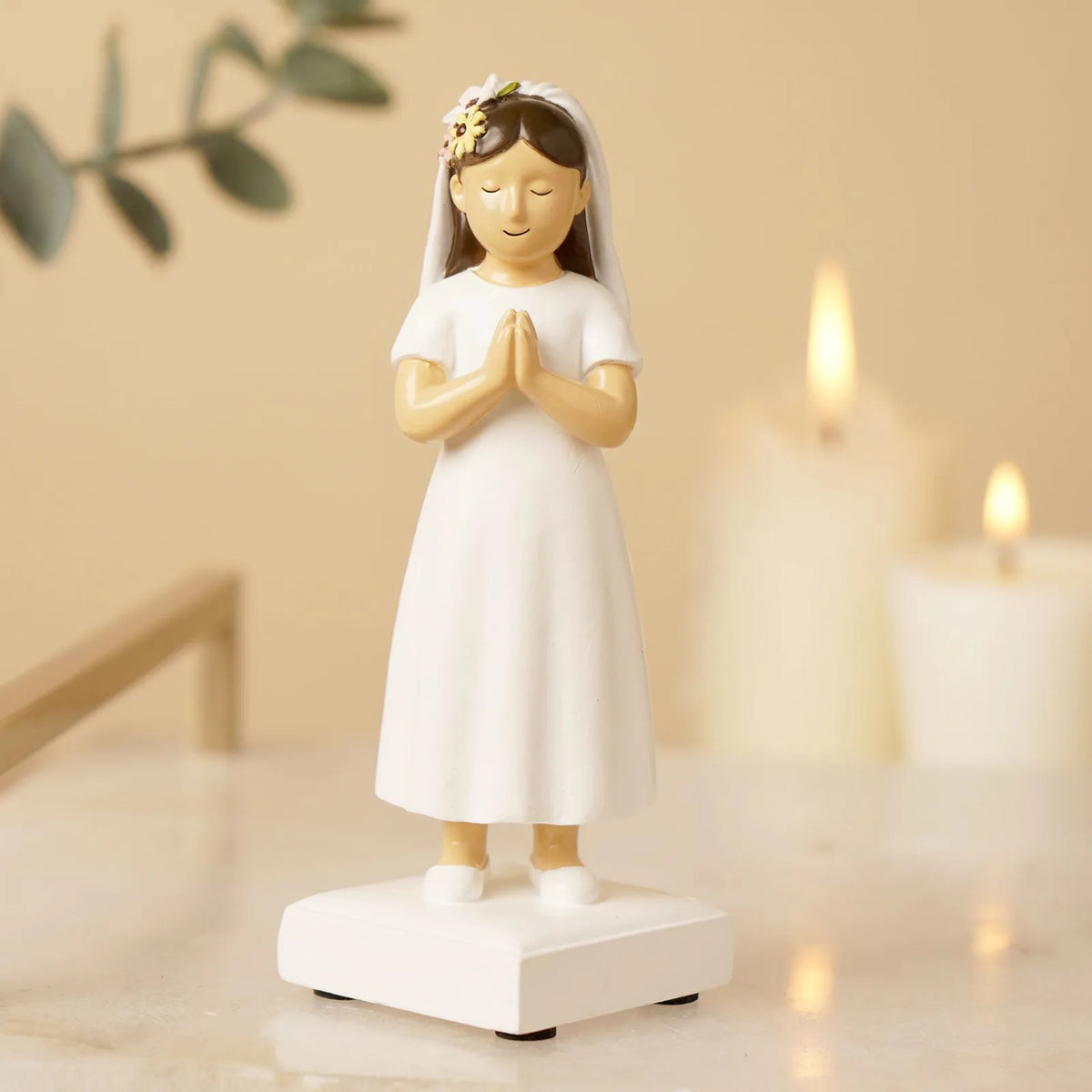 Faith & Hope Figurine - Communion Girl - Dark Brown Hair
