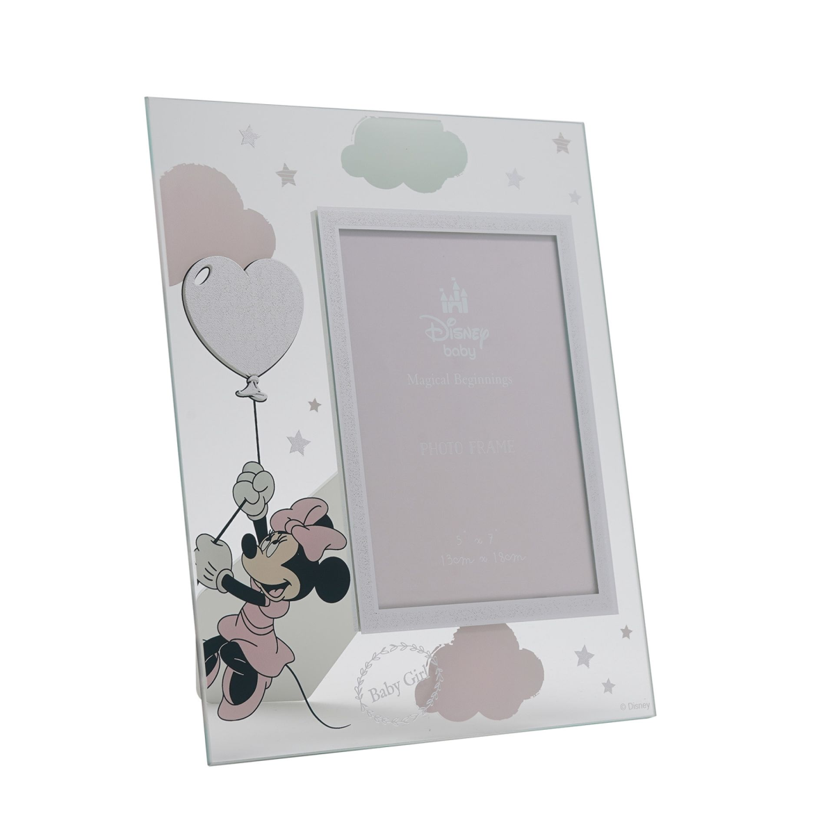 Disney 5" x 7" Minnie Mouse Real Silver 999 Plated Glass Frame