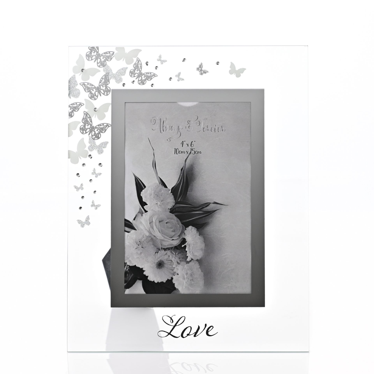 Always & Forever Glass Frame Butterflies 4" x 6"