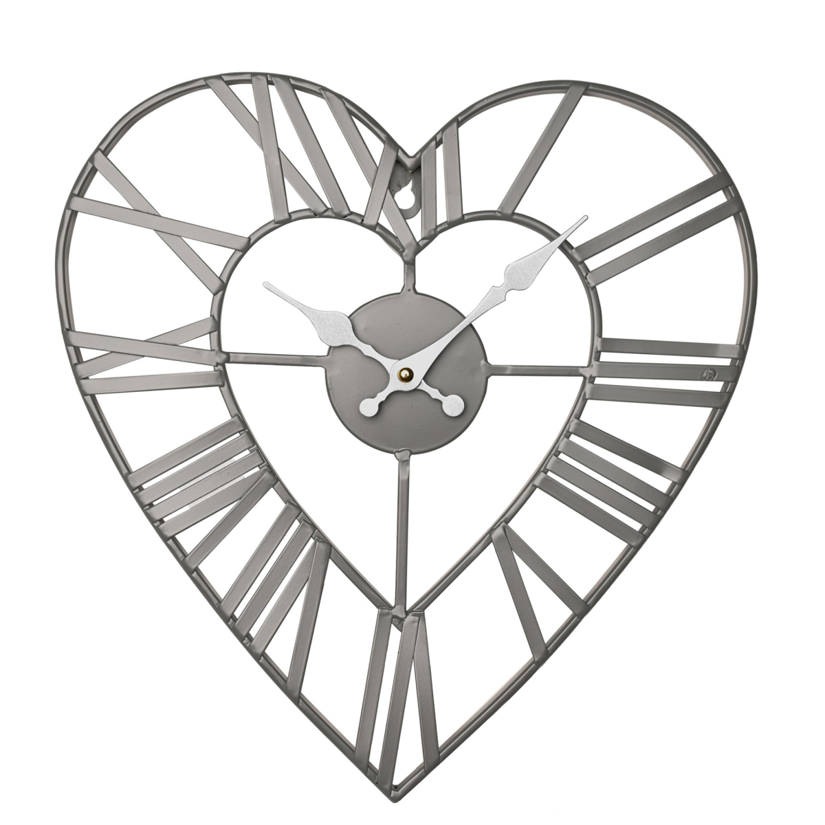 Metal Heart Grey Wall Clock