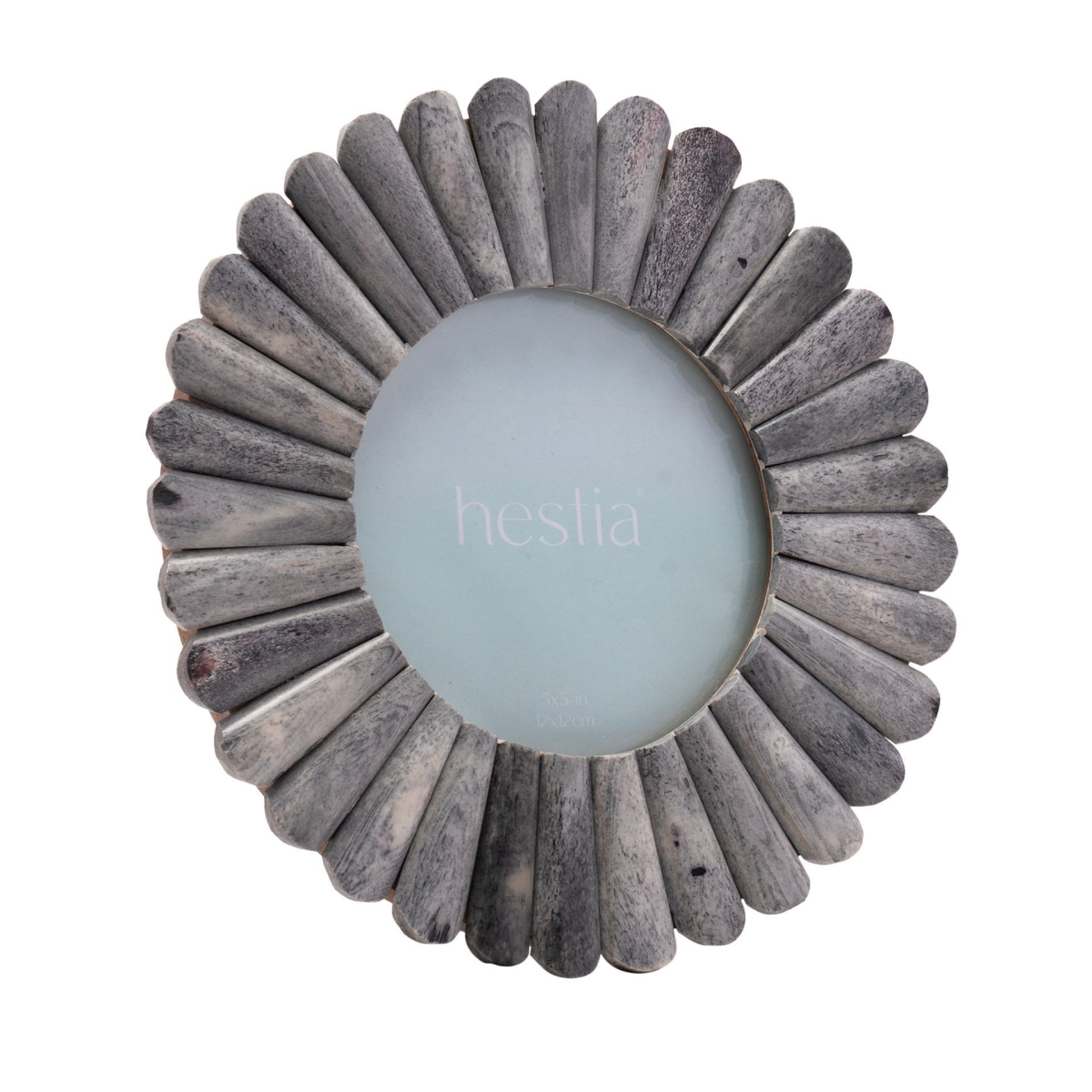 Hestia Round Grey Petal Bone Photo Frame 5" Diameter