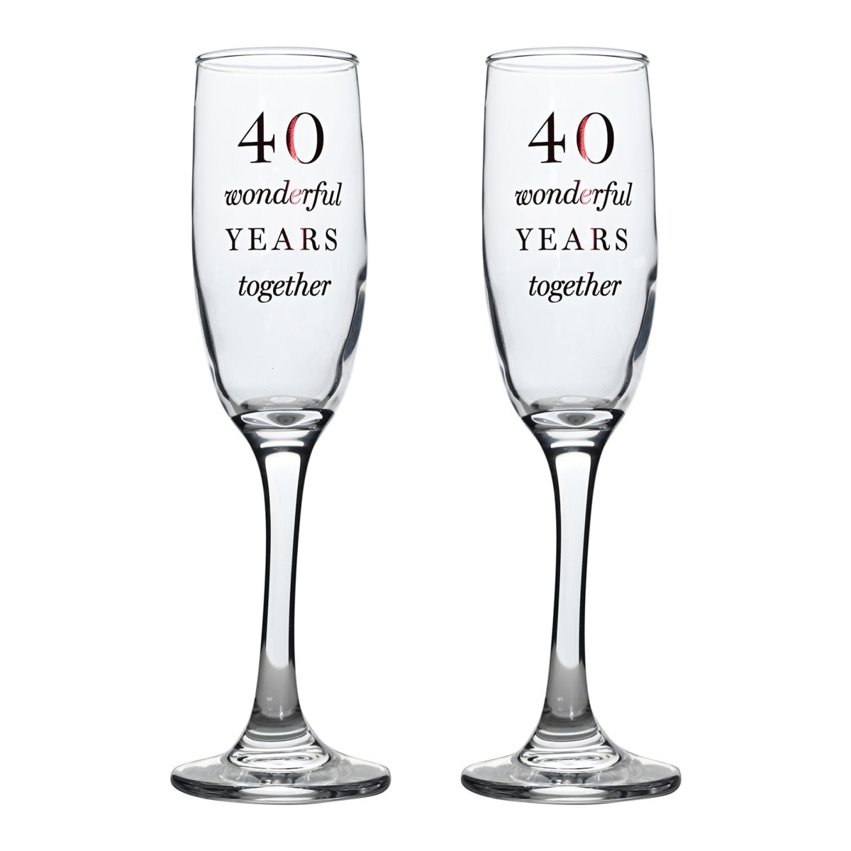 Amore Champagne Flutes Set of 2 - 40th Anniversary