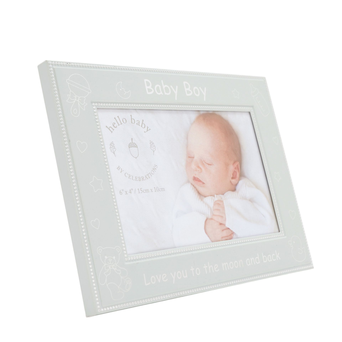 Hello Baby Aluminium Photo Frame 6" x 4" - Blue