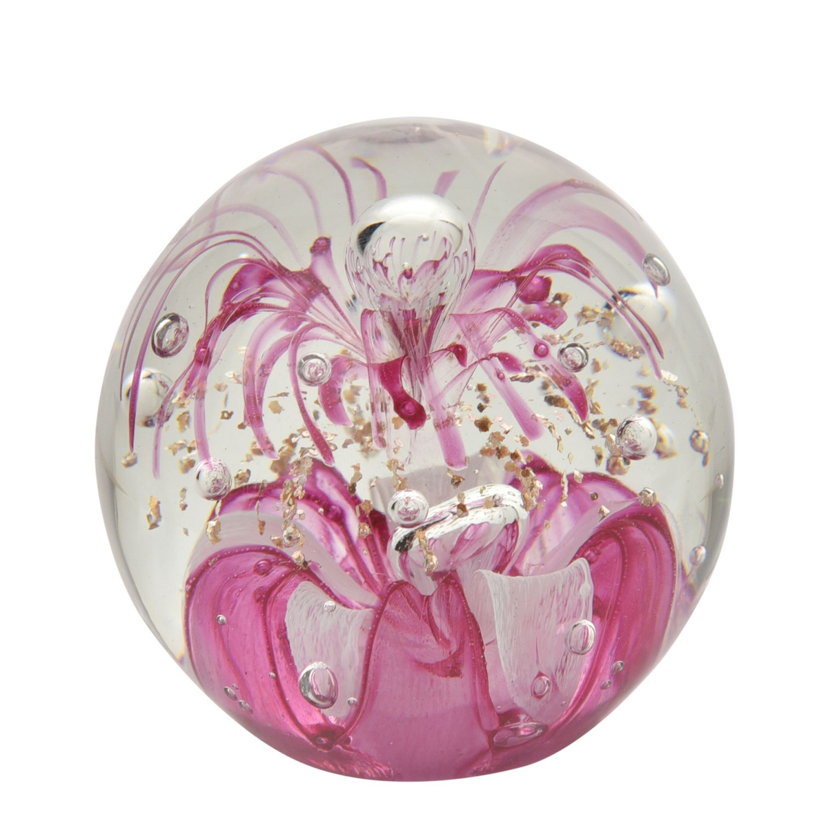Objets d'art Glass Ornament - Pink & Gold Paperweight *(18/12)*