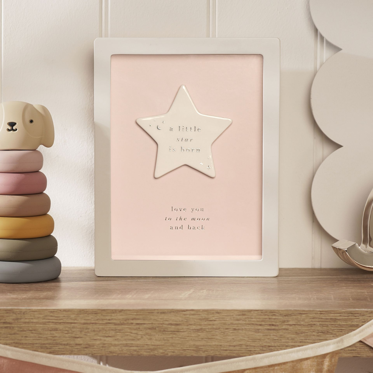 Bambino Framed Plaque 18cm - Little Star Pink