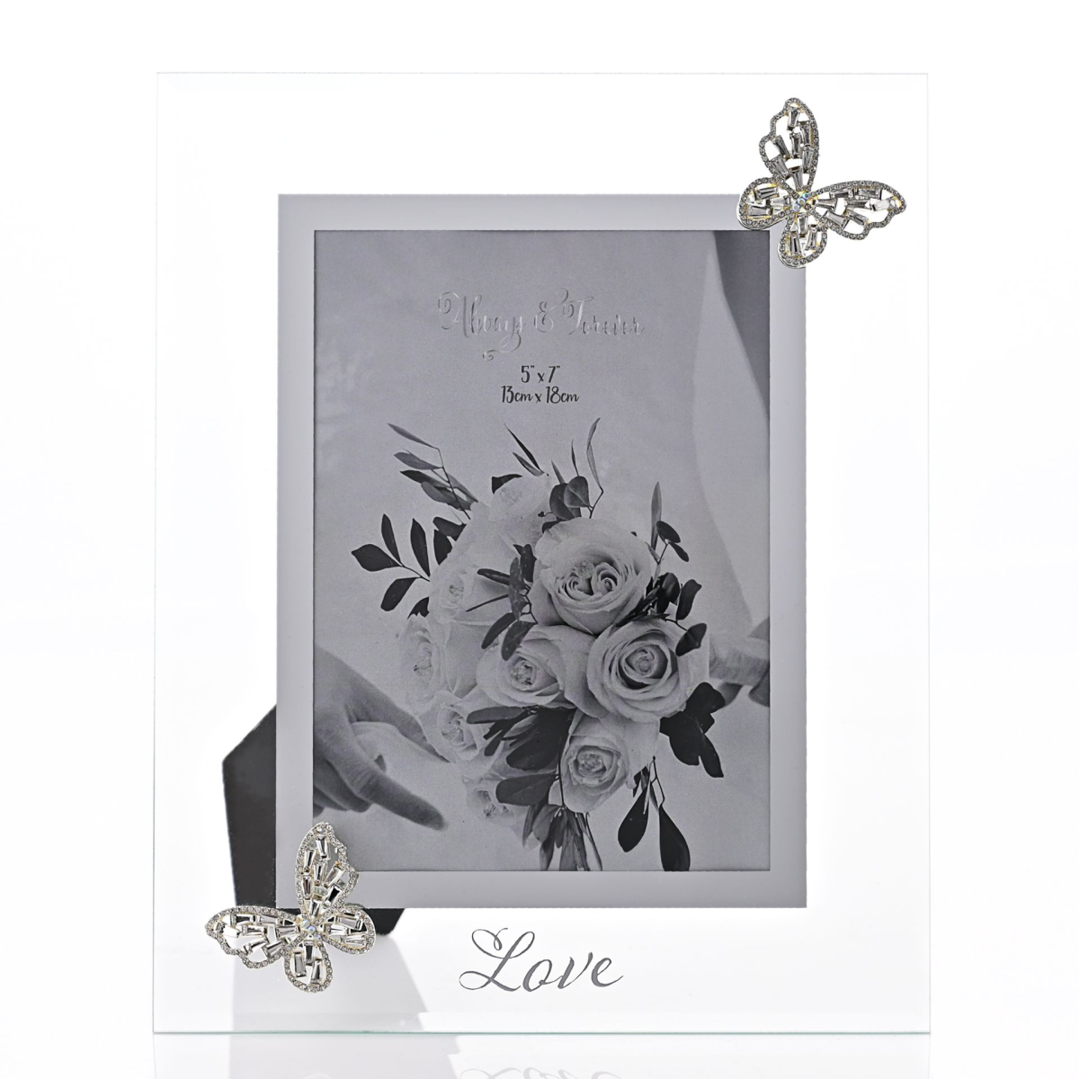 Always & Forever Glass Frame 3D Butterfly 5" x 7" 'LOVE'