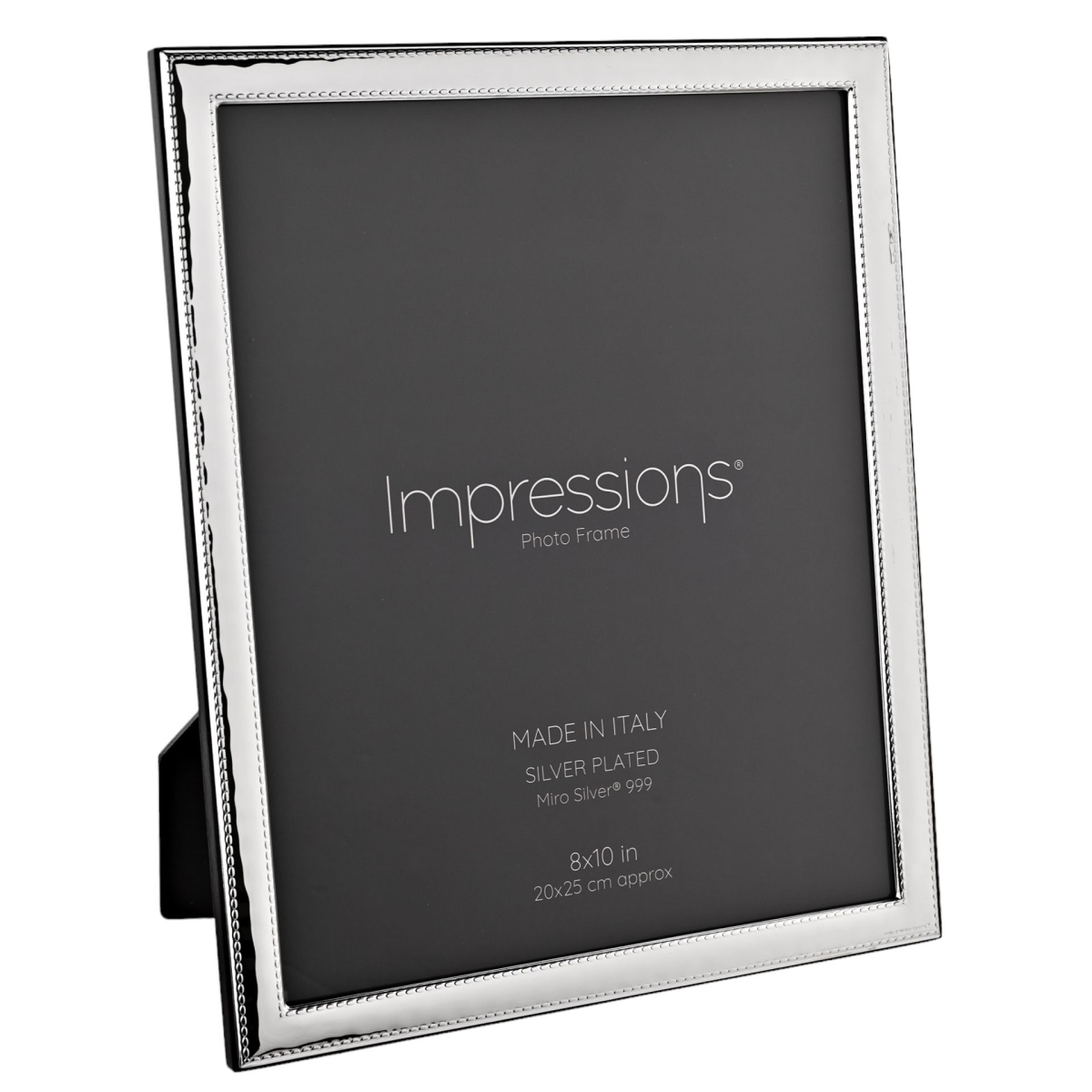 Impressions 999 Silver Narrow Rock Photo Frame 8" x 10" Wood Back Made In Italy