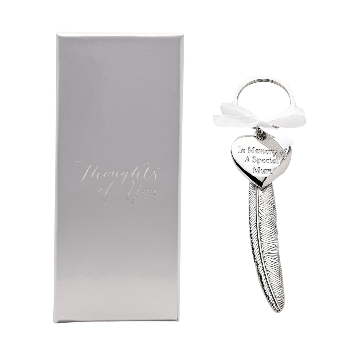 Engravable Silverplated Feather Heart Plaque "Memory of Mum"
