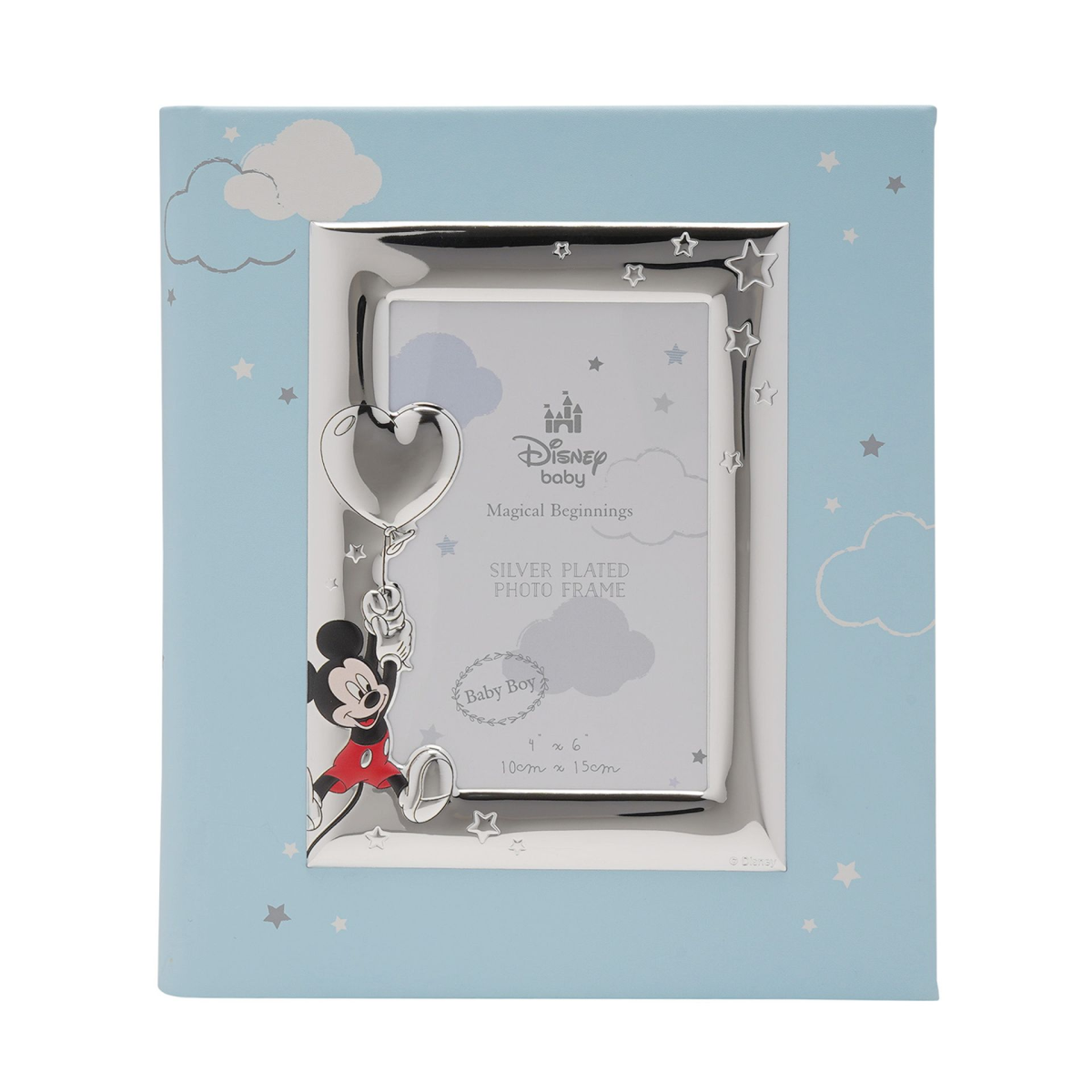 Disney Mickey Mouse With Balloon Silver 999 Plated Album With Frame 8" x 10"