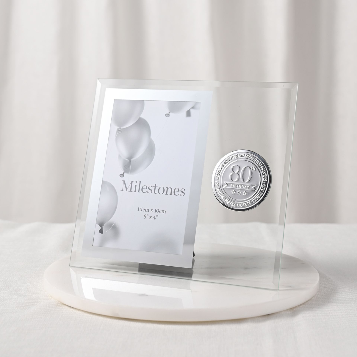 Milestones Glass Frame with Metal Badge 4" x 6" - 80