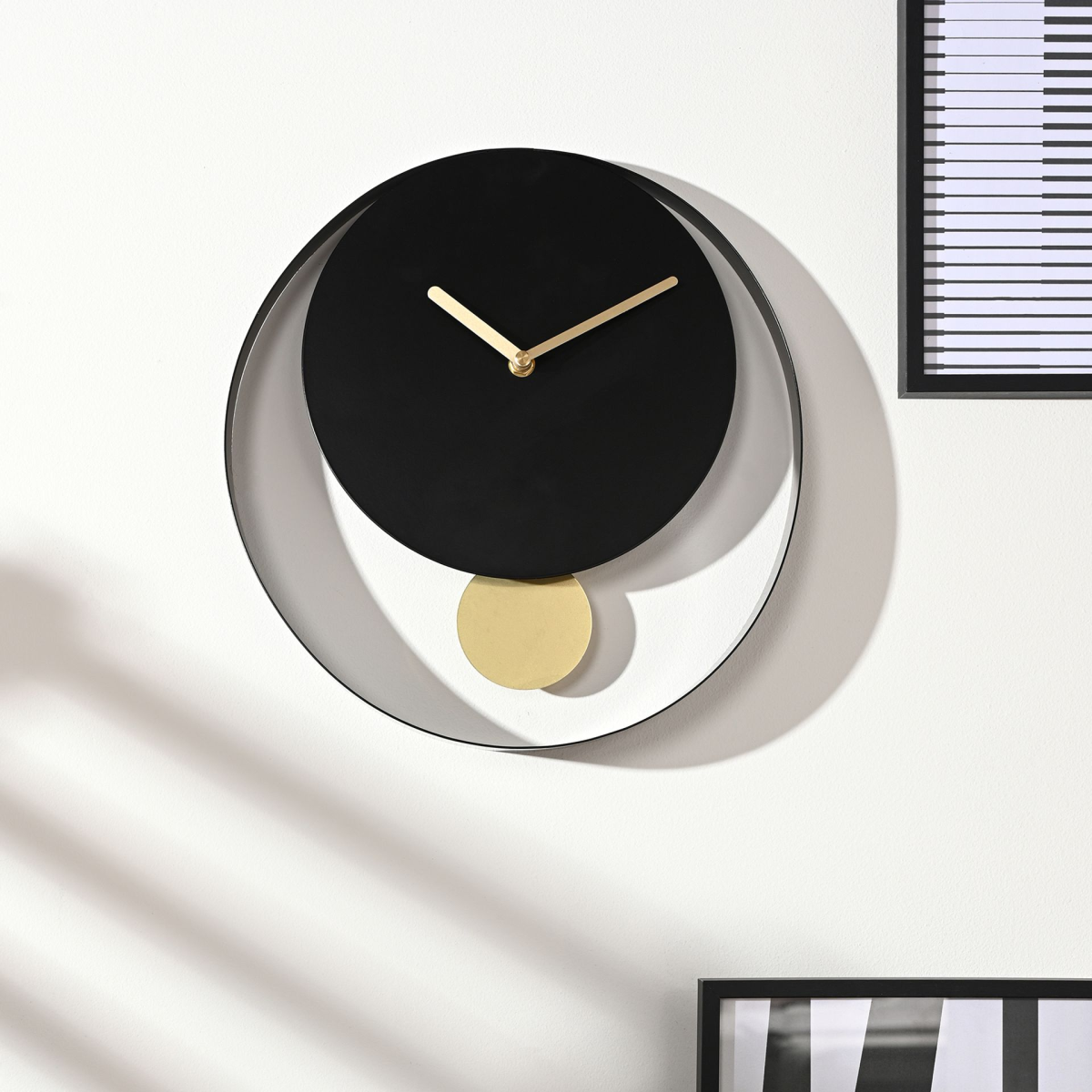 Interval Pendulum Wall Clock 30cm - Black & Gold