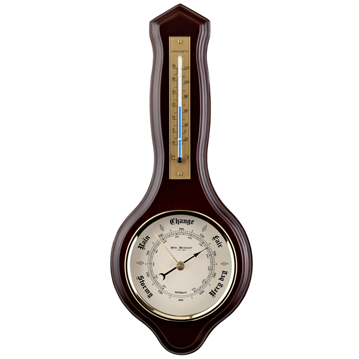 Wm.Widdop Wooden Barometer and Thermometer