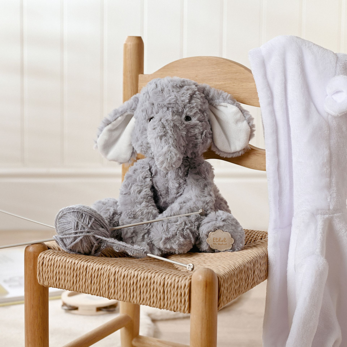 Ethel The Plush Sitting Grey Elephant 22 cm