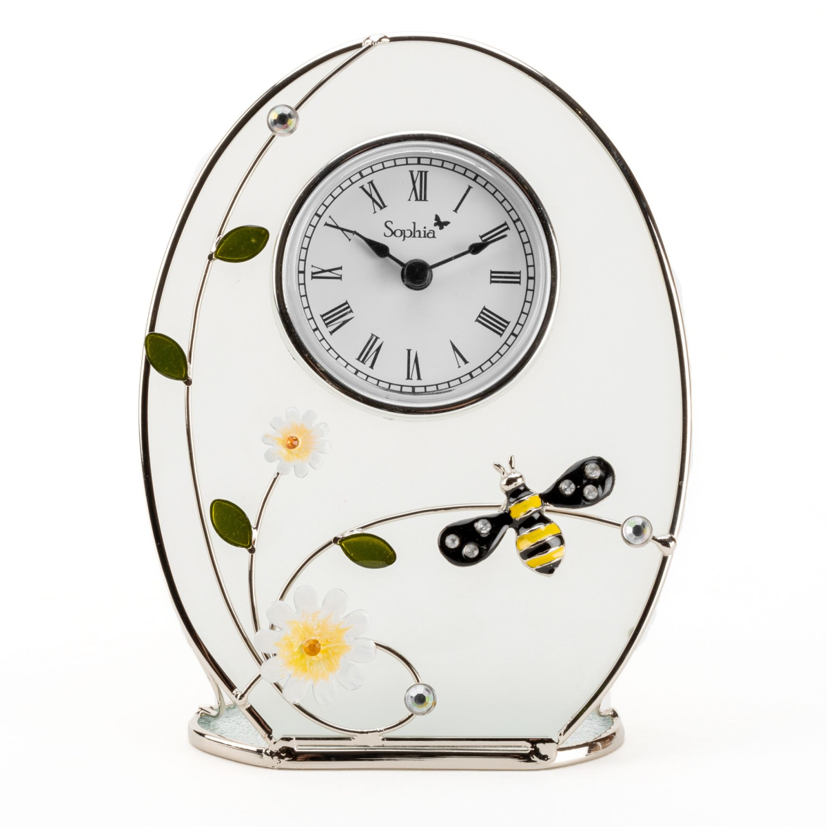 Sophia Classic Glass & Wire Bumble Bee Mantel Clock