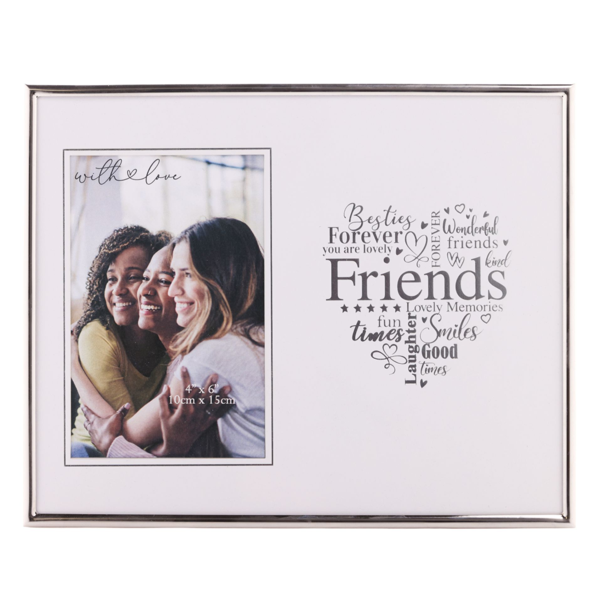 With Love Silver Heart Frame 4" x 6" - Friends