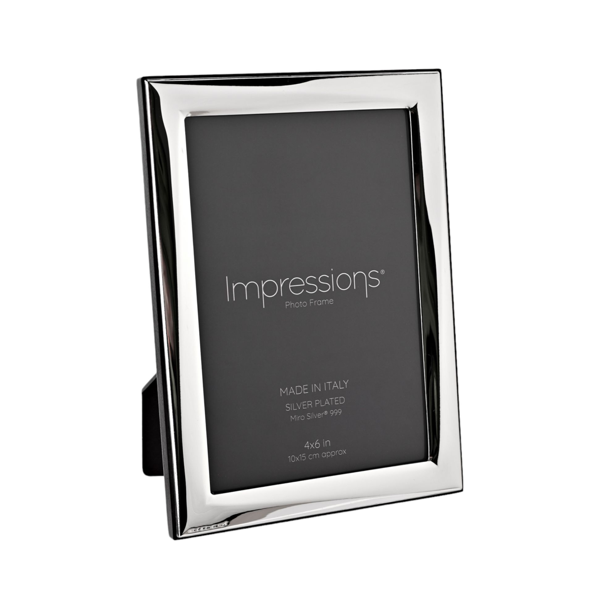 Impressions 999 Silver Narrow Twist Photo Frame 4" x 6" Wood Back Made In Italy