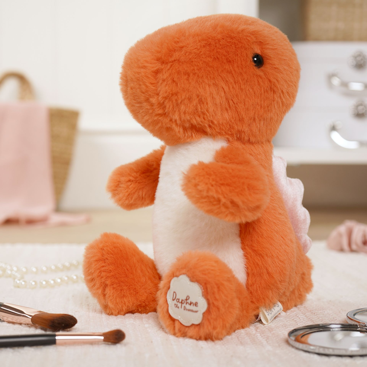 Daphne The Plush Sitting Orange Dinosaur 21 cm