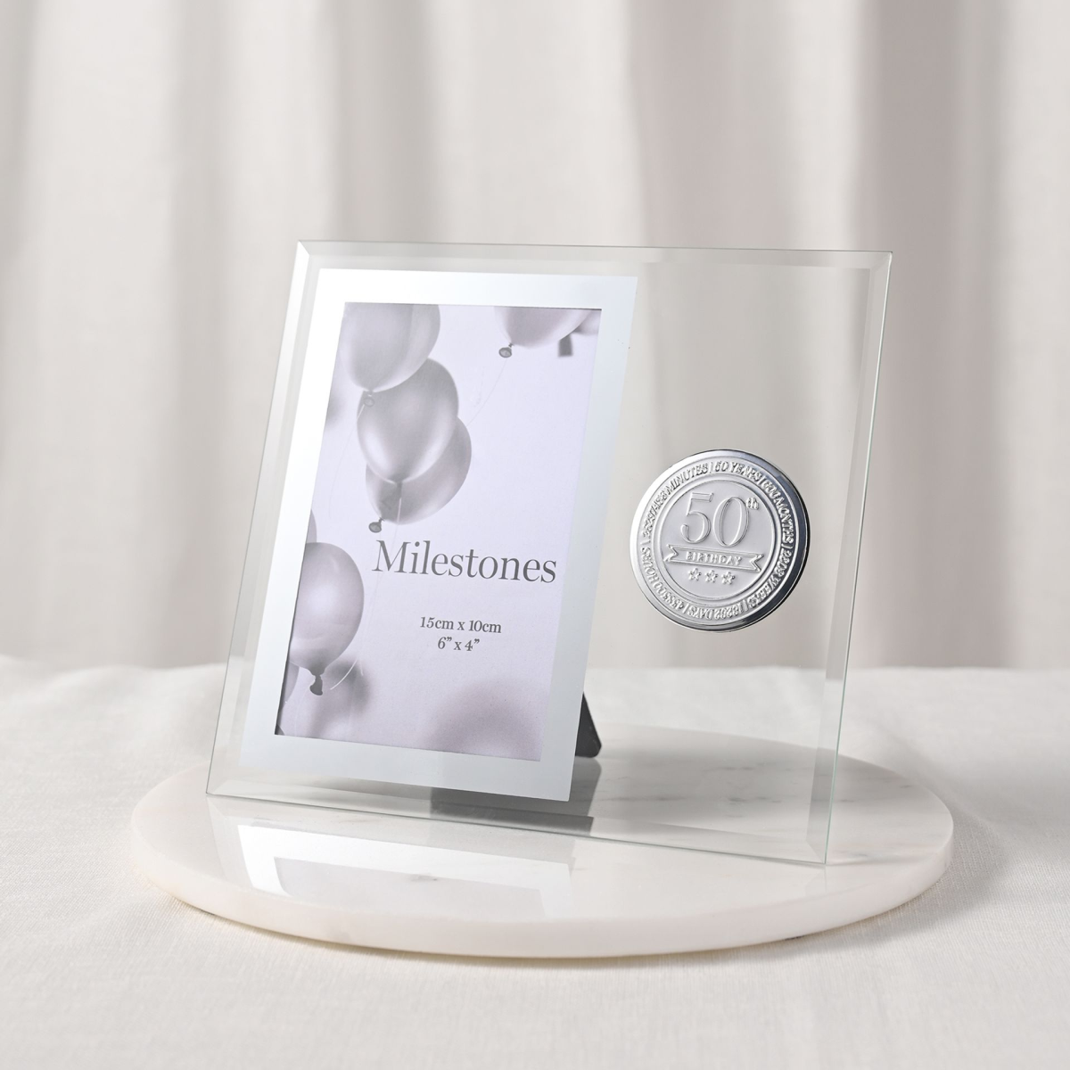 Milestones Glass Frame with Metal Badge 4" x 6" - 50