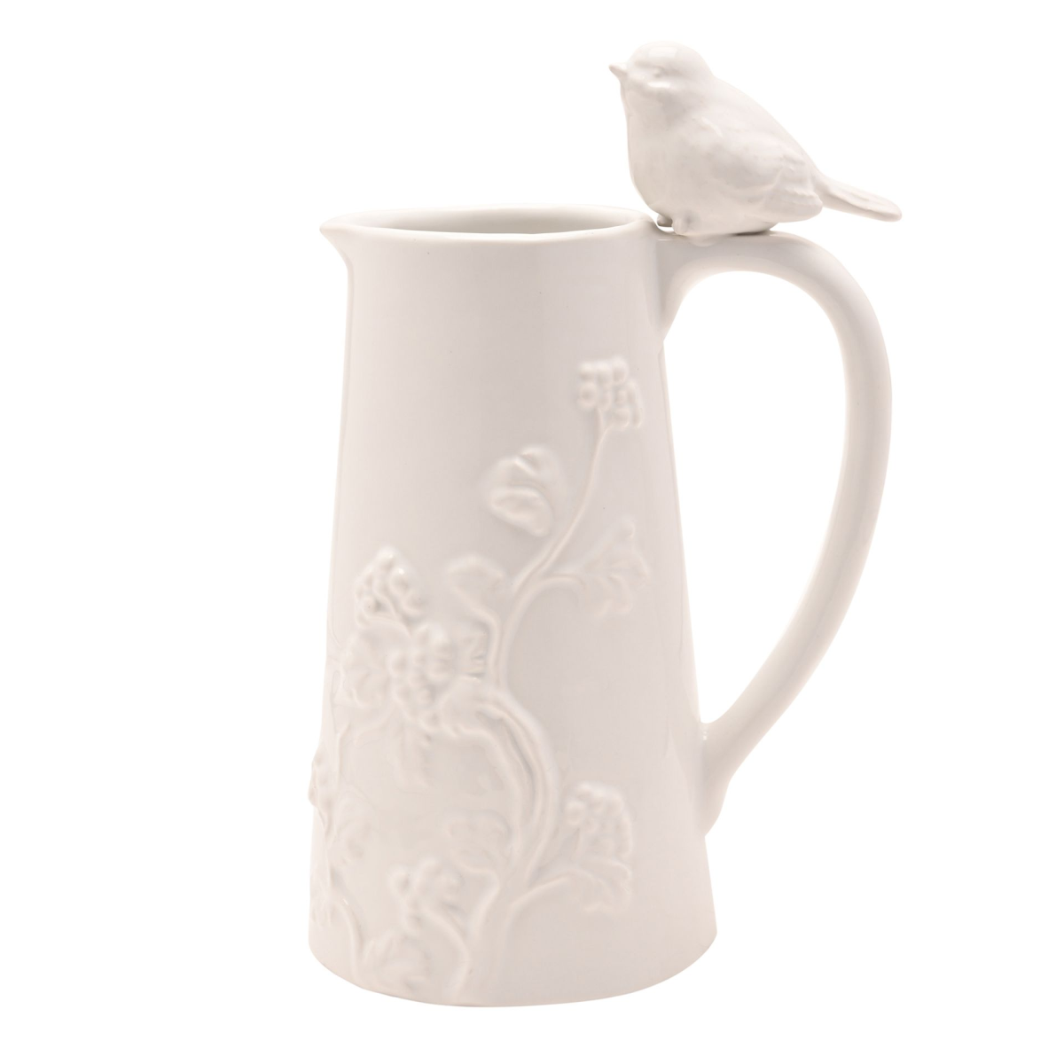 Hestia Tall White Floral Bird Jug