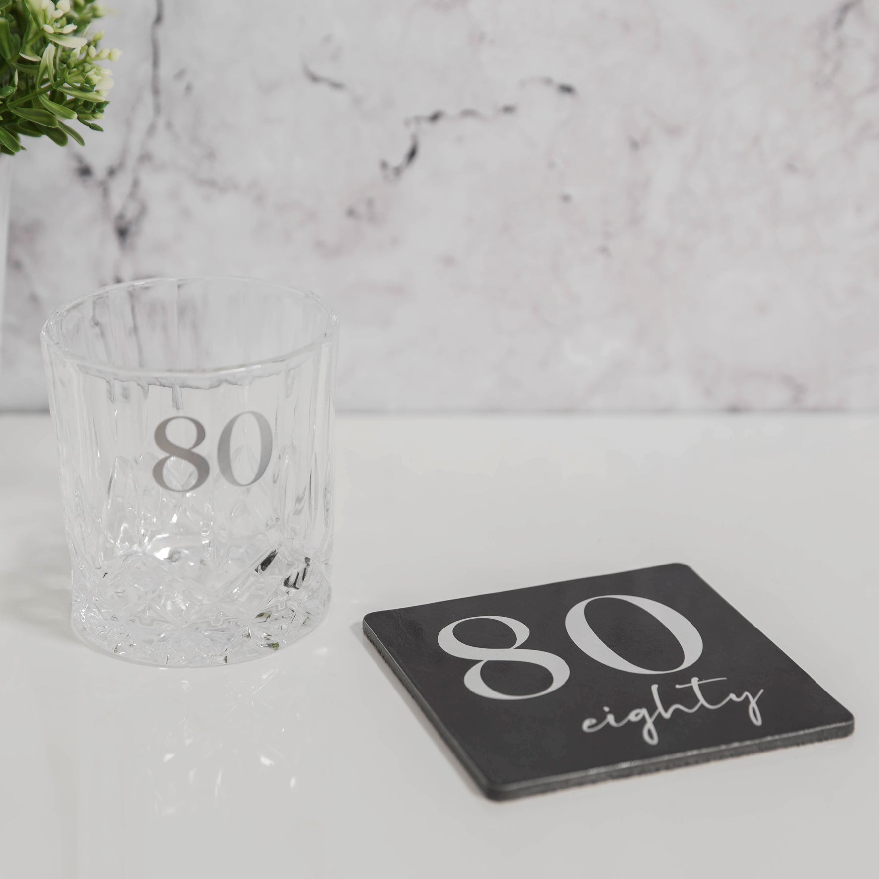 80th Birthday Gift Whisky Glass & Coaster