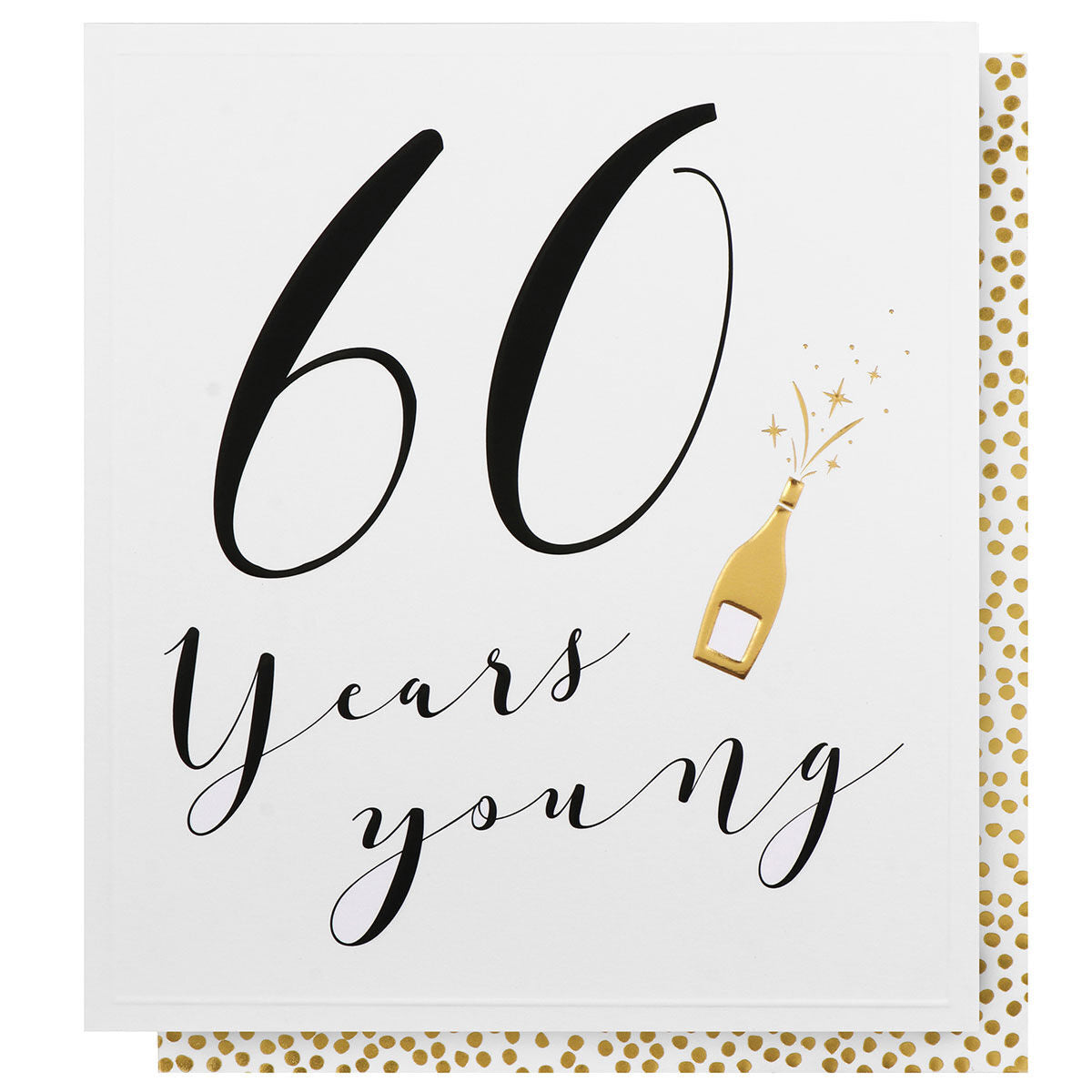60th Birthday Card - No Frills Golden Champagne Popping