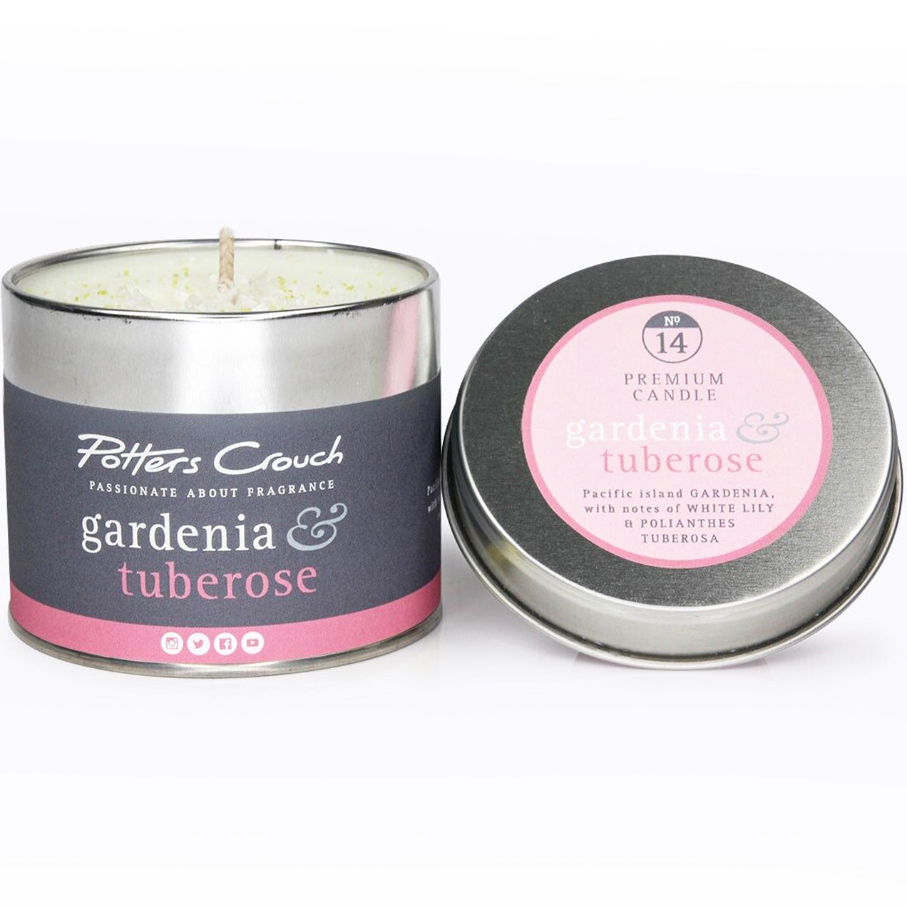 Gardenia & Tuberose - Scented Candle in a Tin - Potters Crouch