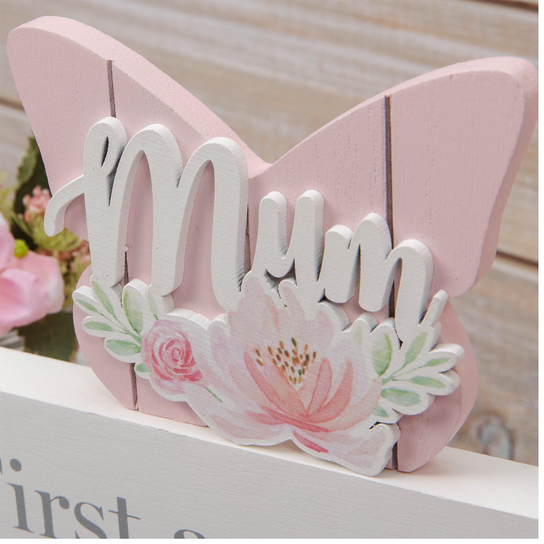 Mother Wooden Butterfly Mantel Plaque
