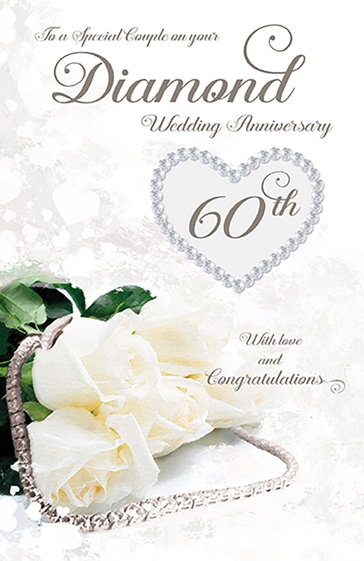 60th Wedding Anniversary Card - Diamonds And Roses Traditional Values